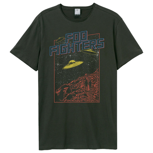FOO FIGHTERS - Foo Fighters Flying Saucers Amplified Vintage Charcoal T Shirt (Medium)