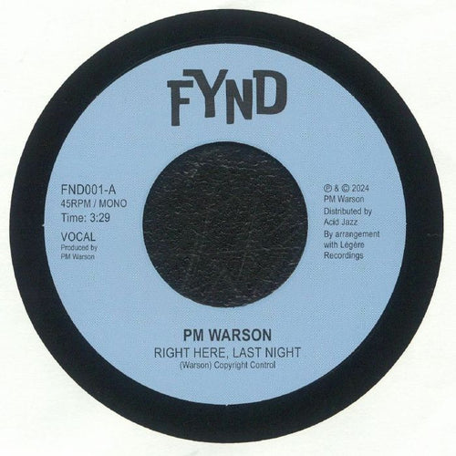 PM WARSON - Right Here, Last Night [7" Vinyl]