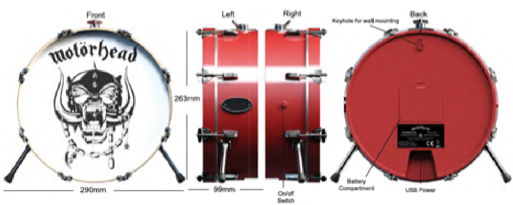 MOTORHEAD - Motorhead Logo 3D Drum Lamp / Wall Light