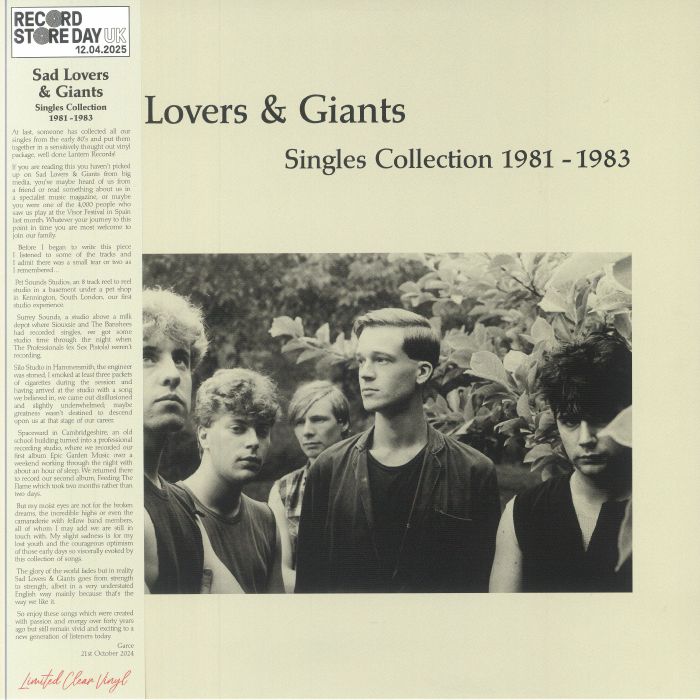 SAD LOVERS & GIANTS - Singles Collection 1981-1983 (Clear Vinyl) (Rsd 2025)