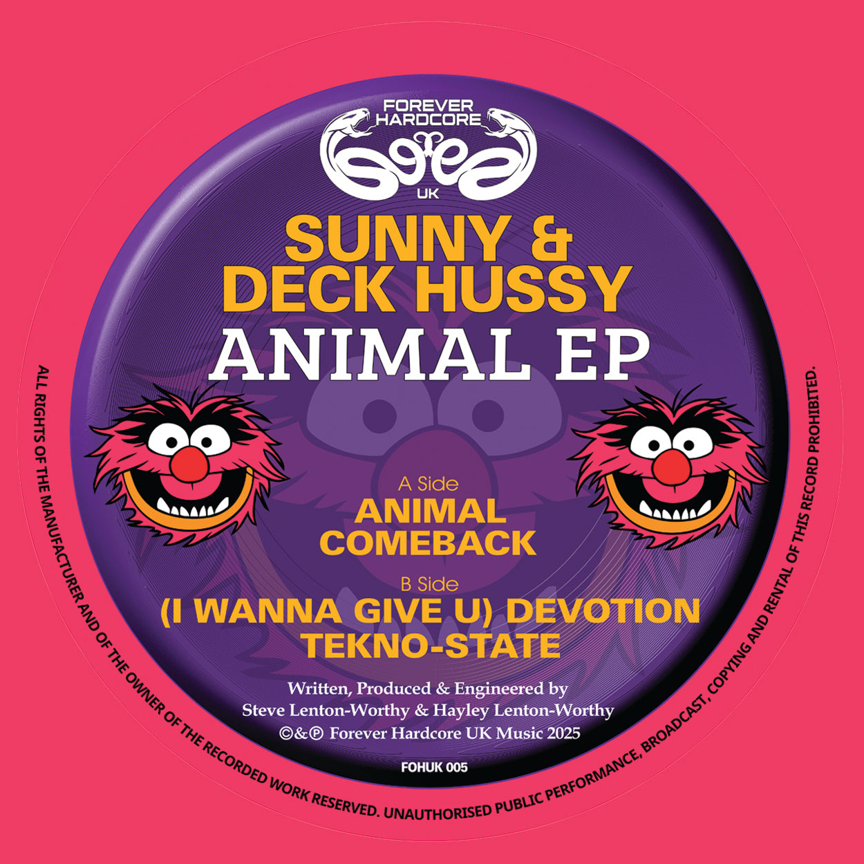 Sunny & Deck Hussy - Animal EP (Pink Marble Vinyl)