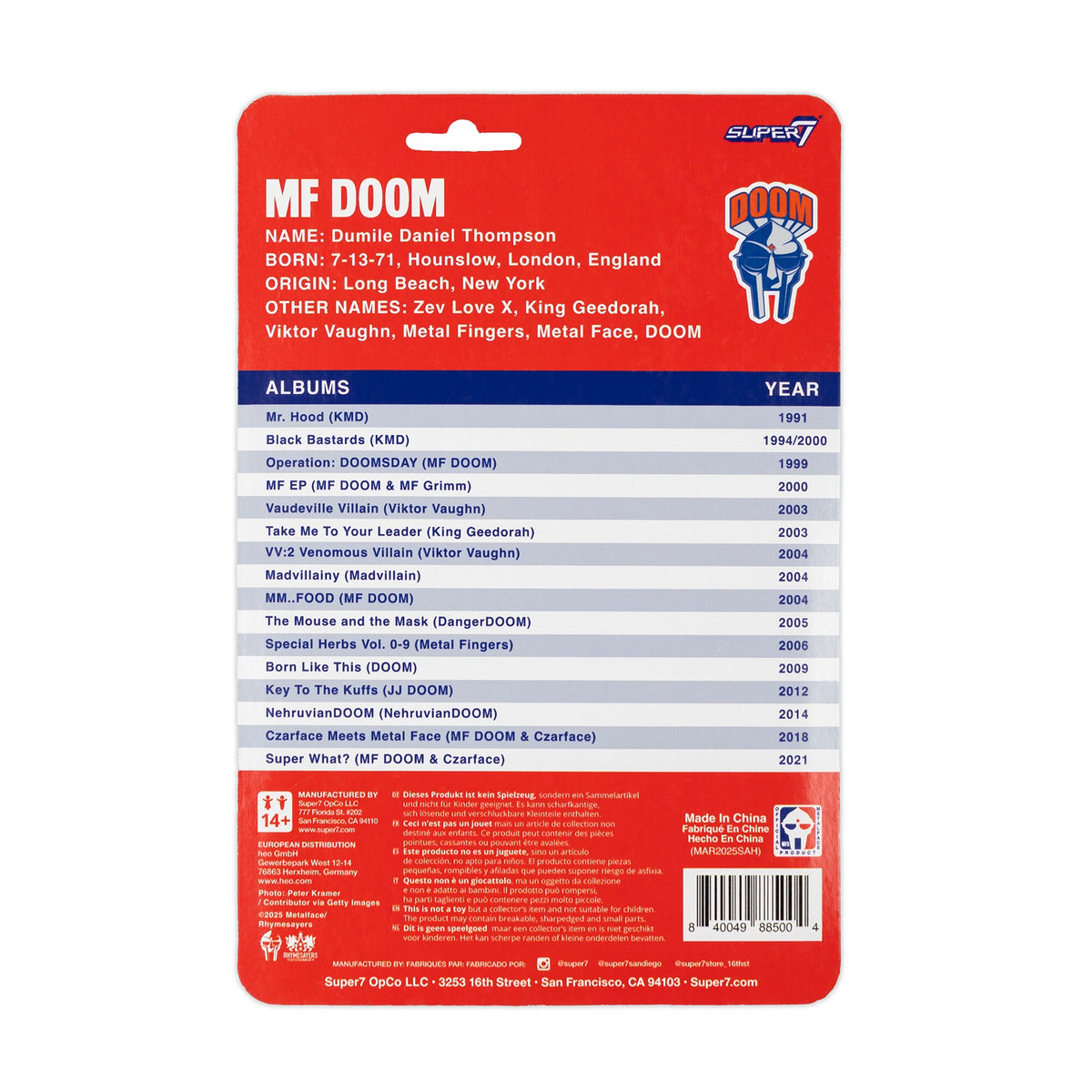 MF DOOM - DOOMSDAY 2025 - Super7: Reaction Figure - Miscellaneous