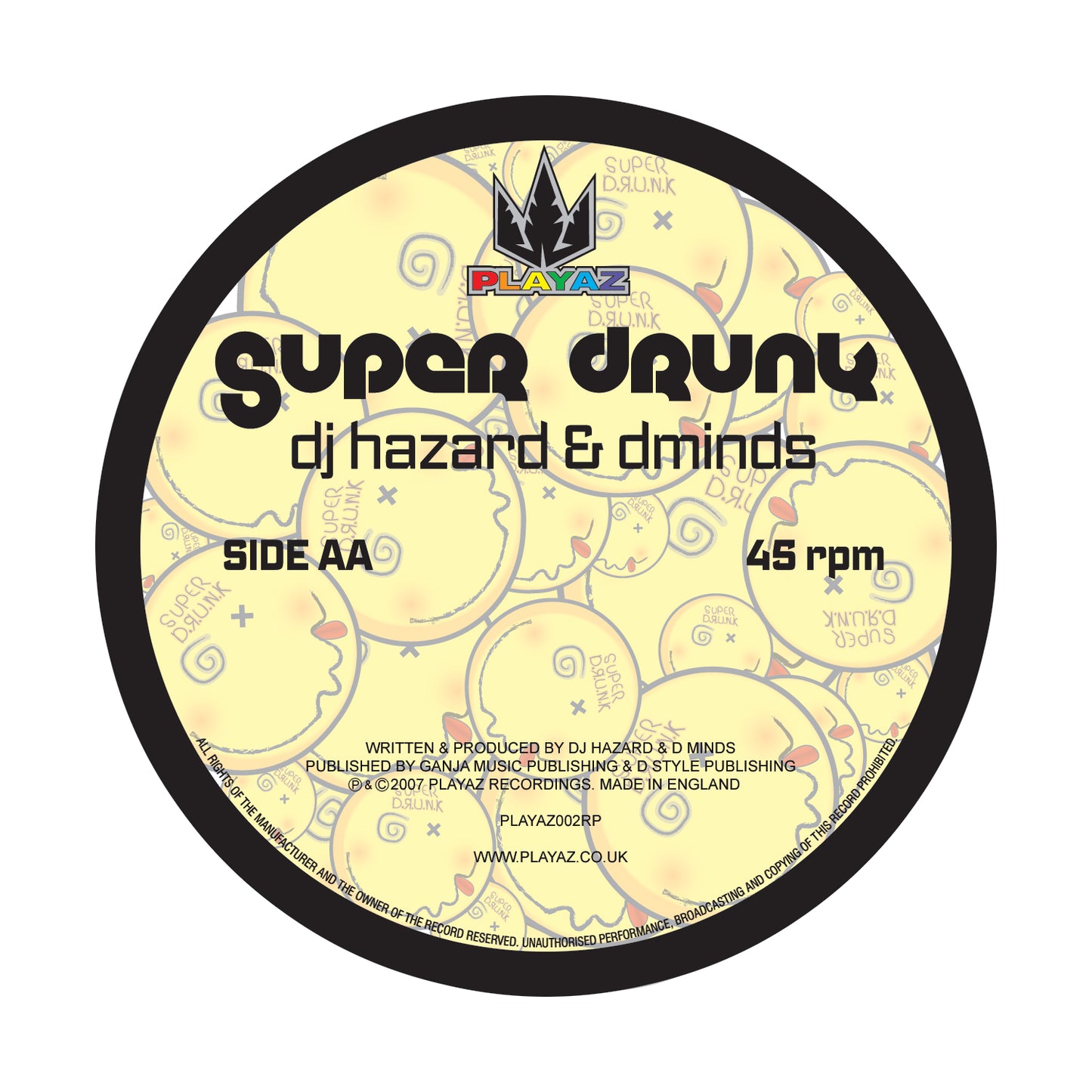 DJ Hazard And D Minds - Mr Happy / Super Drunk (Black Vinyl Version)