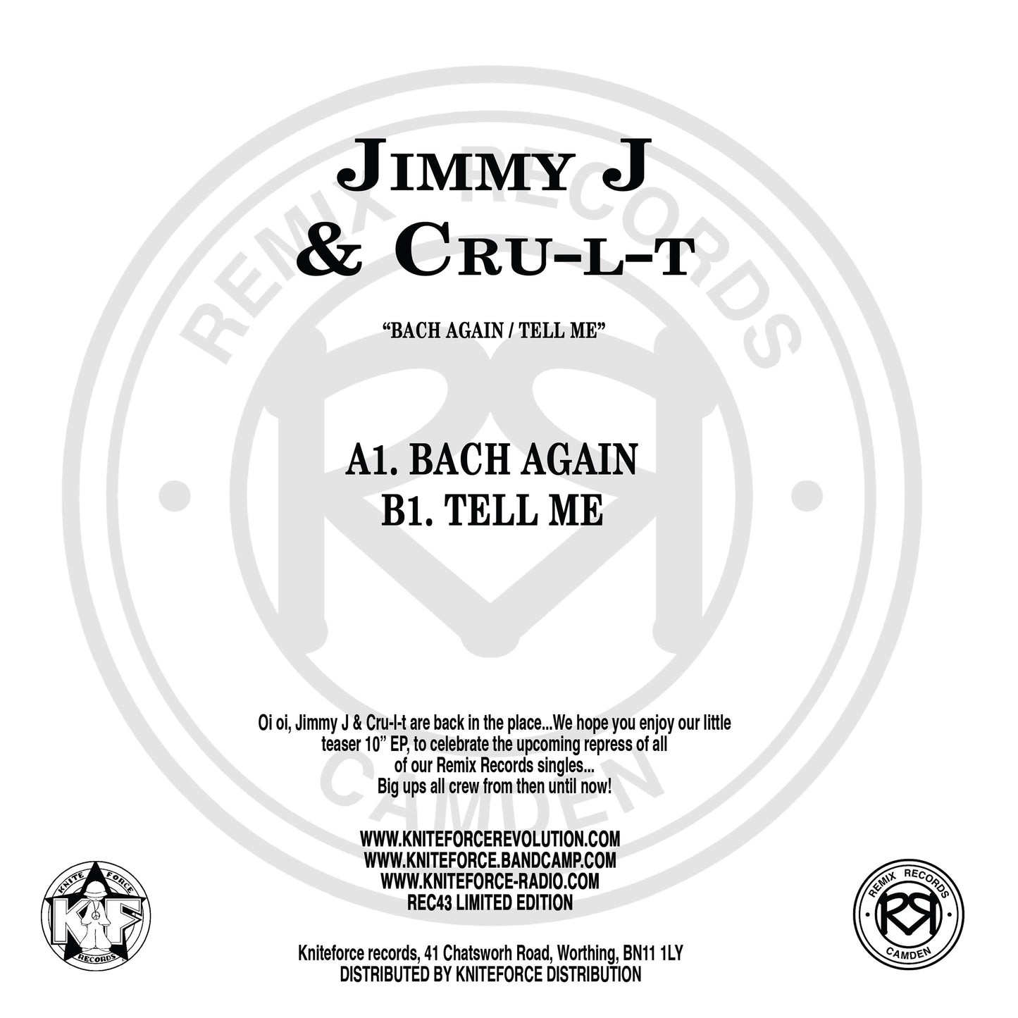 Jimmy J & Cru-L-T - Bach Again EP (10" vinyl)