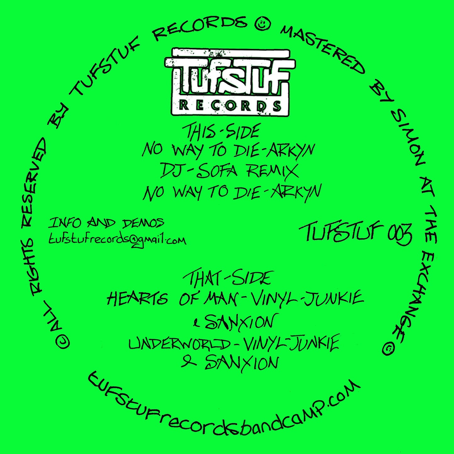 Arkyn/Vinyl Junkie & Sanxion - No Way To Die (DJ Sofa Remix) / No Way - To Die / Hearts Of Man / Underworld