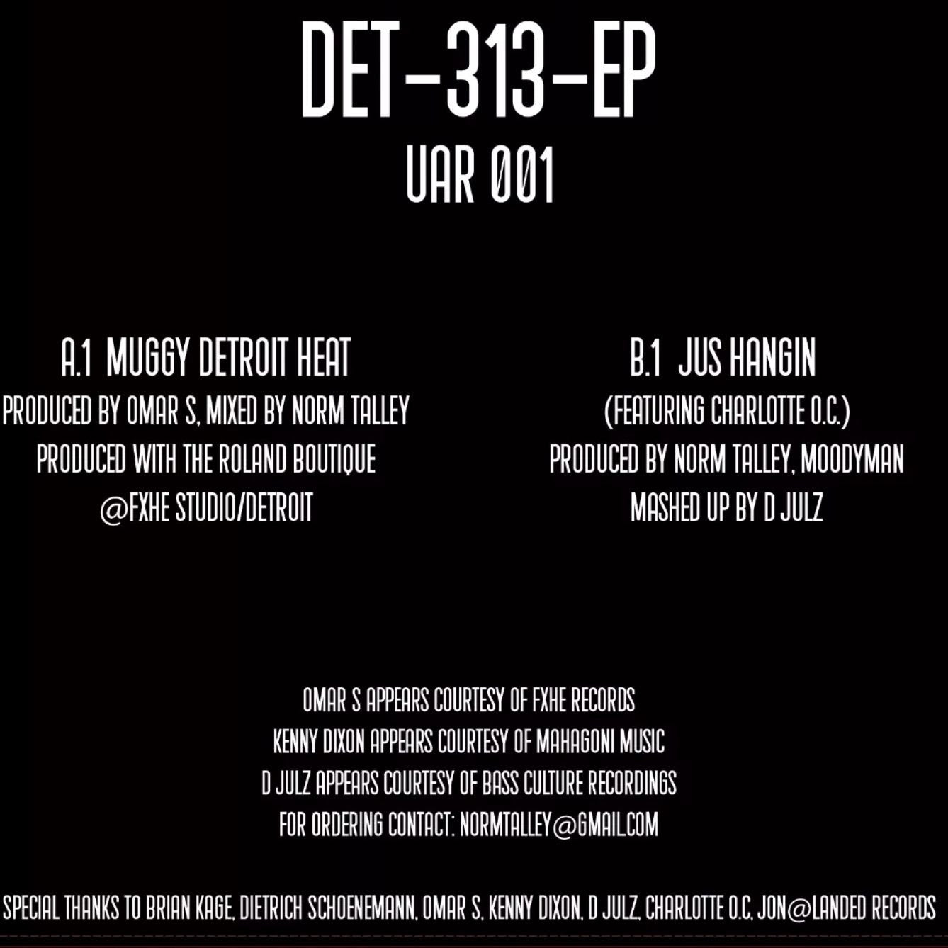 Norm Talley, Moodymann, Omar-S, D'Julz - Det-313-EP