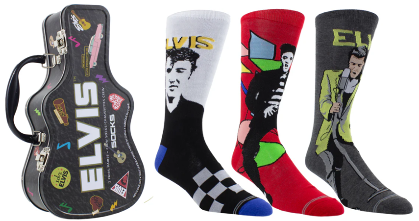 Elvis Socks 3 Pack In Guitar Tin (One Size)
