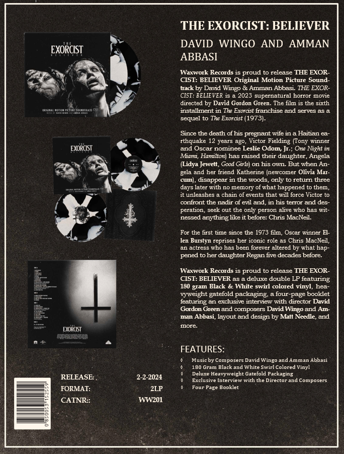 OST - THE EXORCIST: BELIEVER (2LP BLACK & WHITE SWIRL VINYL)