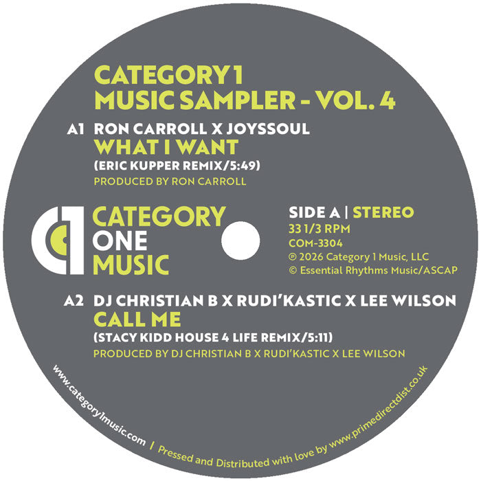 Ron Carroll / JoysSoul DJ Christian B / Rudi’Kastic / Lee Wilson / Sweet Georgie / Ed Ramsey / Peter Mac - Category 1 Music Sampler - Vol. 4