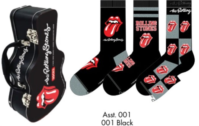 The Rolling Stones Socks 3 Pack In Guitar Tin (One Size)