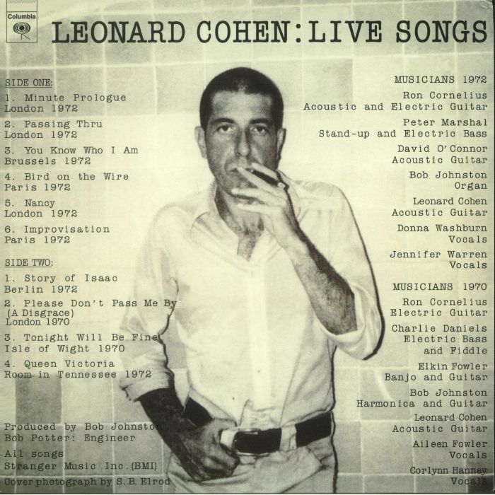 Leonard Cohen - Live Songs (reissue)