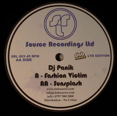 DJ Panik - Fashion Victim / Sunsplash (SRL003/SRL004)