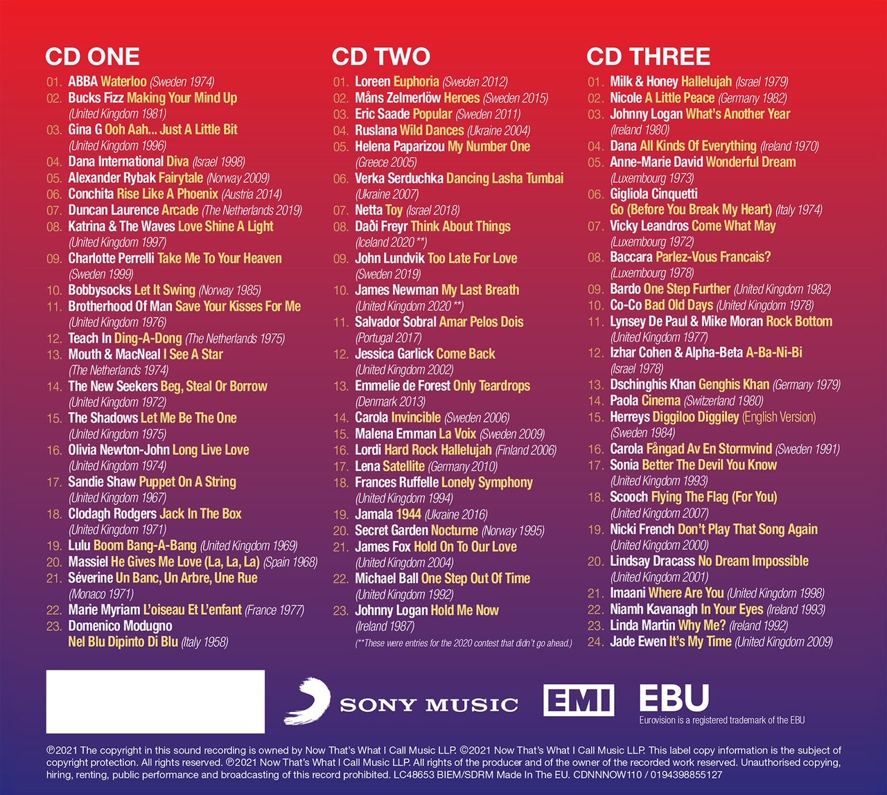 Now That's What I Call Eurovision CD
