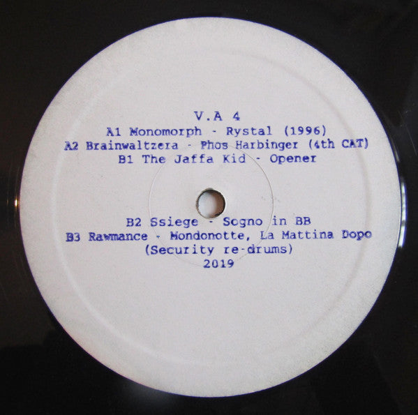 MONOMORPH/BRAINWALTZERA/THE JAFFA KID/SSIEGE/RAWMANCE - VA 4 (hand-stamped 12"