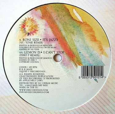 Roni Size / Lemon D - It's Jazzy- Nu:Tone Remix / I Can't Stop - Zero T Remix