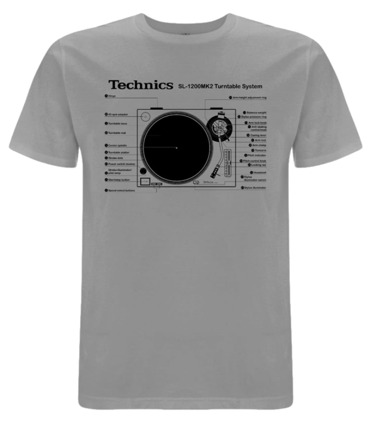 Technics SL-1200MK2 T-shirt - Graphite Grey (Medium) – Horizons Music