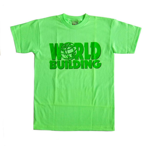 World Building "V2.0" Fluorescent logo t-shirt [Neon Green - XXL]