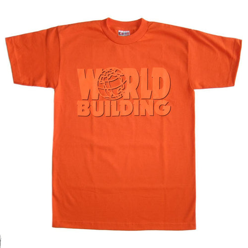 World Building "V2.0" Fluorescent logo t-shirt [Hi-Vis Orange T-Shirt - Large]