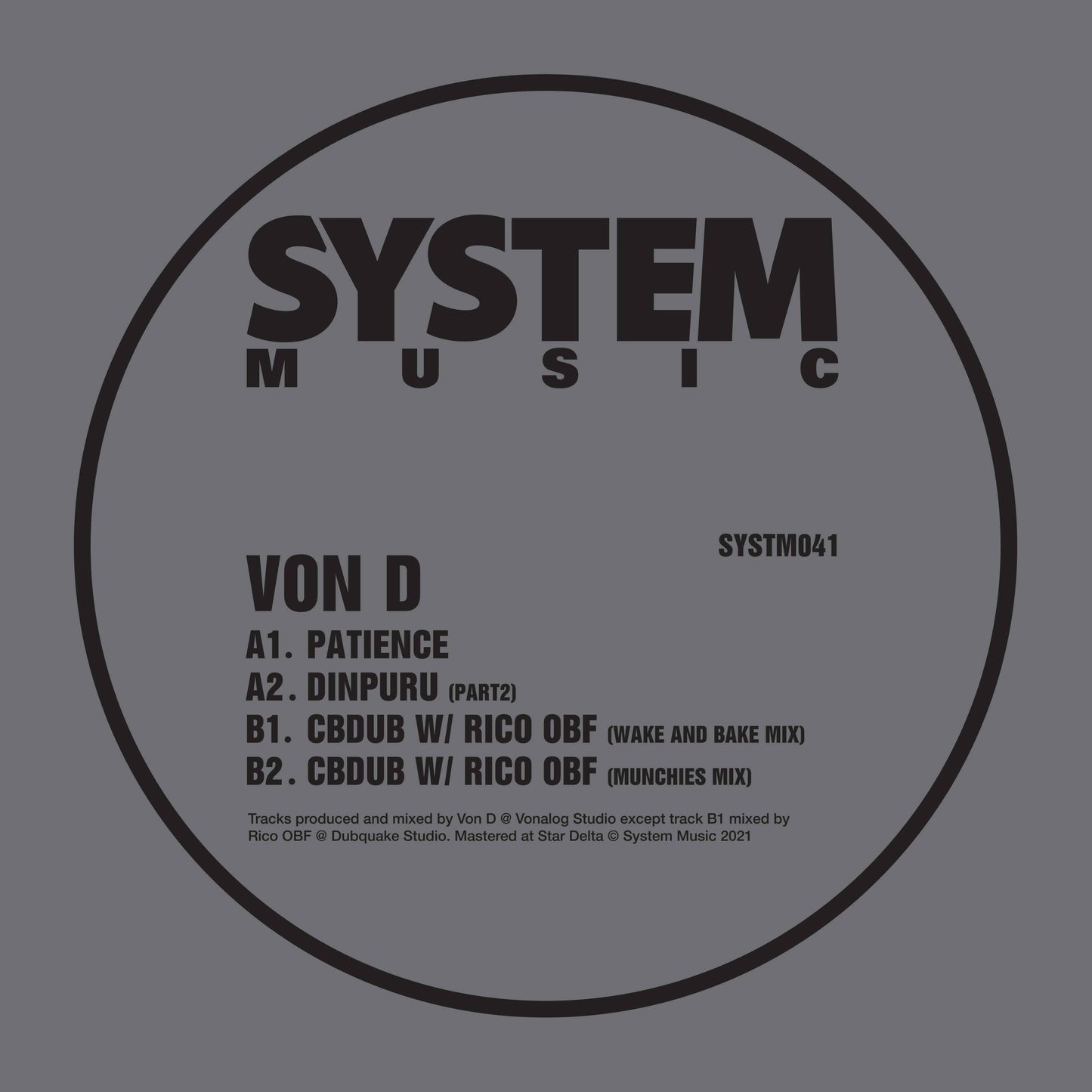 Von D & Rico O.B.F - SYSTM041 (ONE PER PERSON)