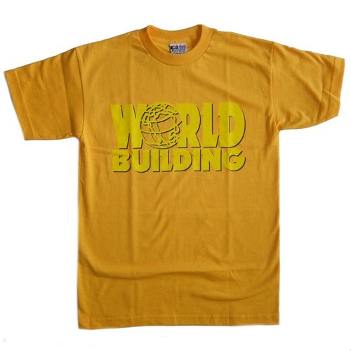 World Building "V2.0" Fluorescent logo t-shirt [Gold - Small]