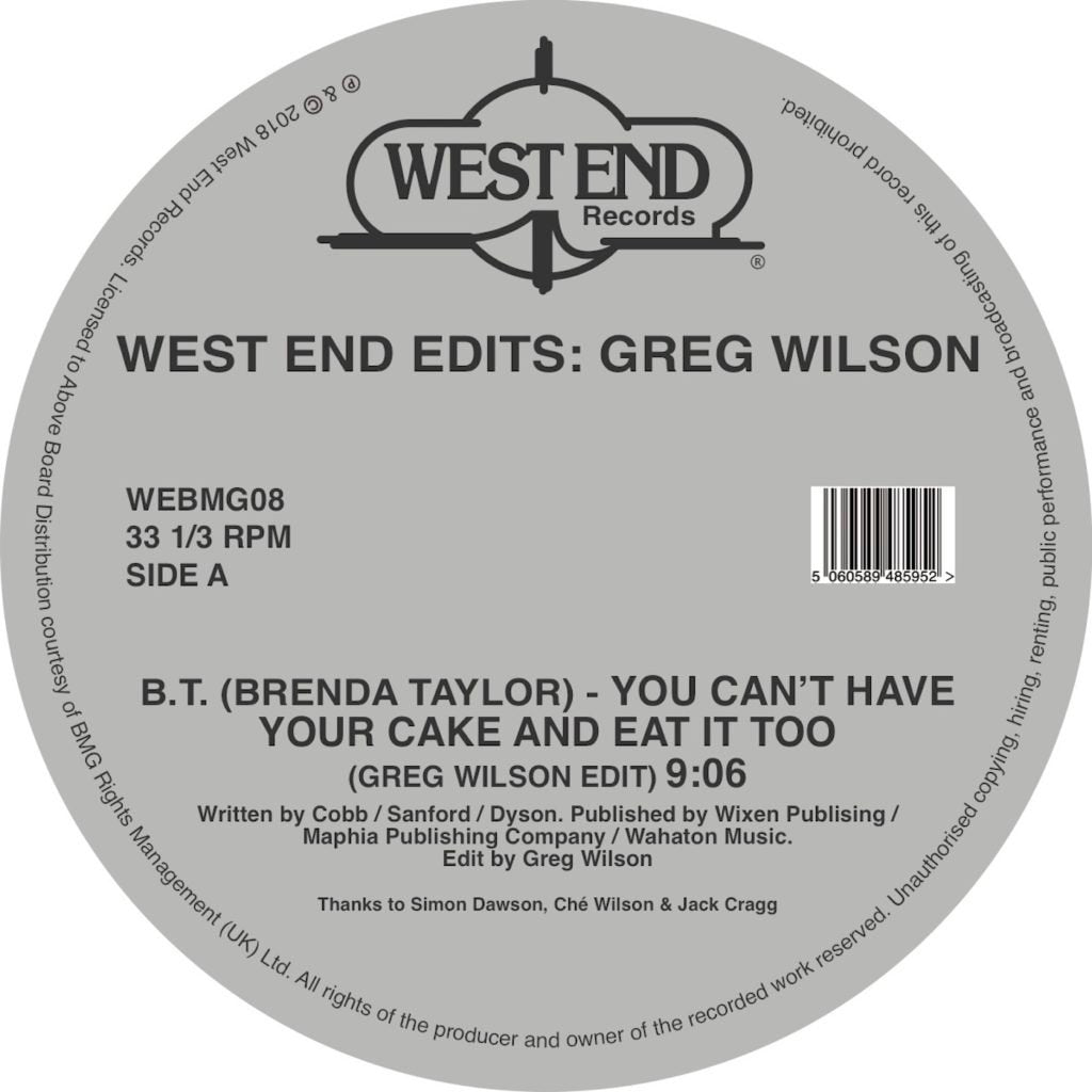 VARIOUS - WEST END EDITS: GREG WILSON (INC. B.T., FORRRCE, RAW SILK, SHIRLEY LITES)