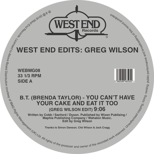 VARIOUS - WEST END EDITS: GREG WILSON (INC. B.T., FORRRCE, RAW SILK, SHIRLEY LITES)