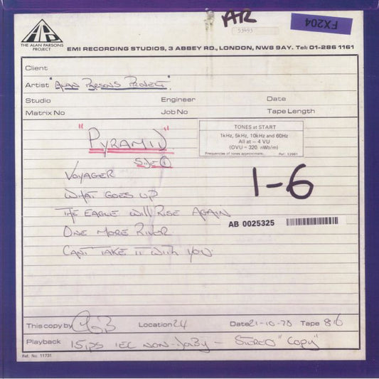 ALAN PARSONS PROJECT -PYRAMID - WORK IN PROGRESS (ORANGE VINYL) (RSD 2024) (ONE PER PERSON)