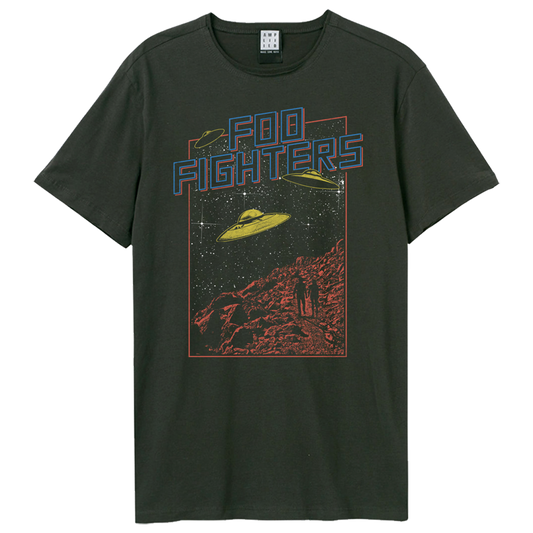FOO FIGHTERS - Foo Fighters Flying Saucers Amplified Vintage Charcoal T Shirt (X Large)