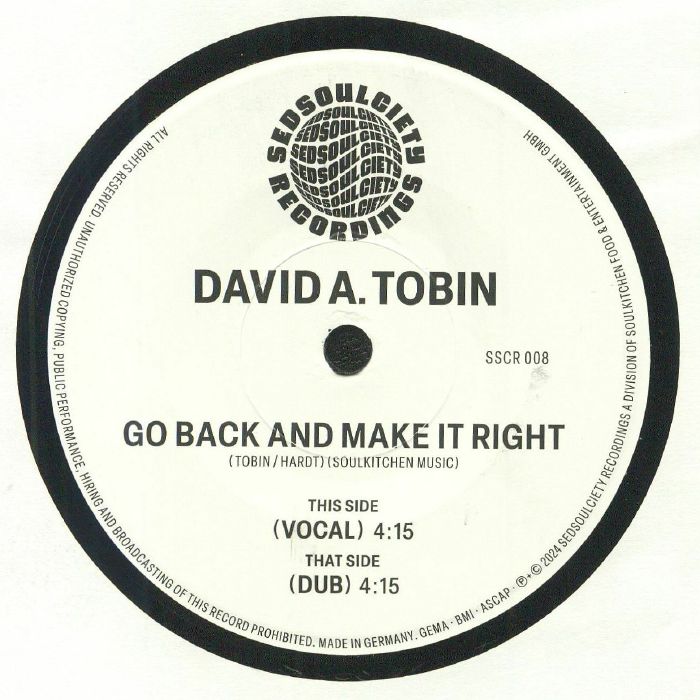 DAVID A. TOBIN - Go Back And Make It Right [7" Vinyl]
