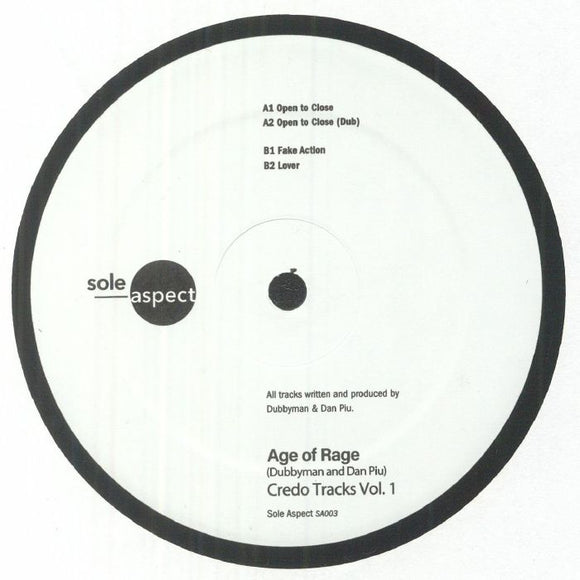 AGE OF RAGE aka DUBBYMAN / DAN PIU - Credo Tracks Vol 1 EP
