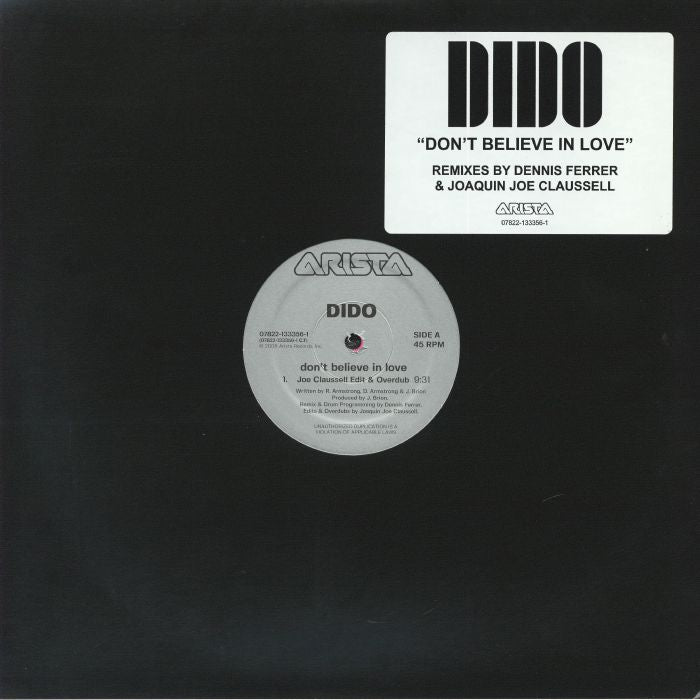Dido - Don't Believe In Love (Joaquin Joe Claussell Edit + Dennis Ferrer Mix) (pink vinyl)