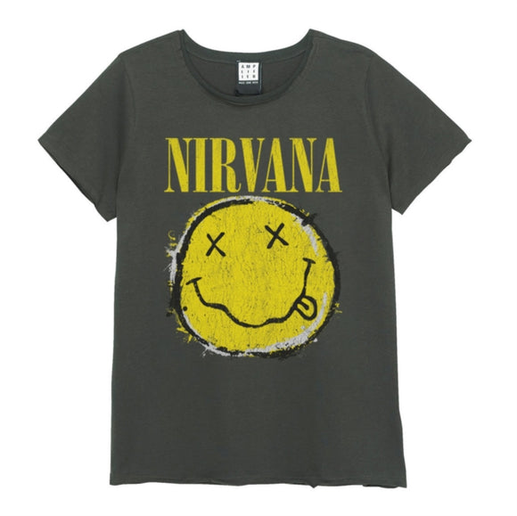 NIRVANA - Worn Out Smiley T-Shirt (Charcoal)