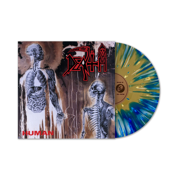 Death - Human [Foil Jacket - Bone White, Blue Jay and Gold Tri Color Merge with Splatter]