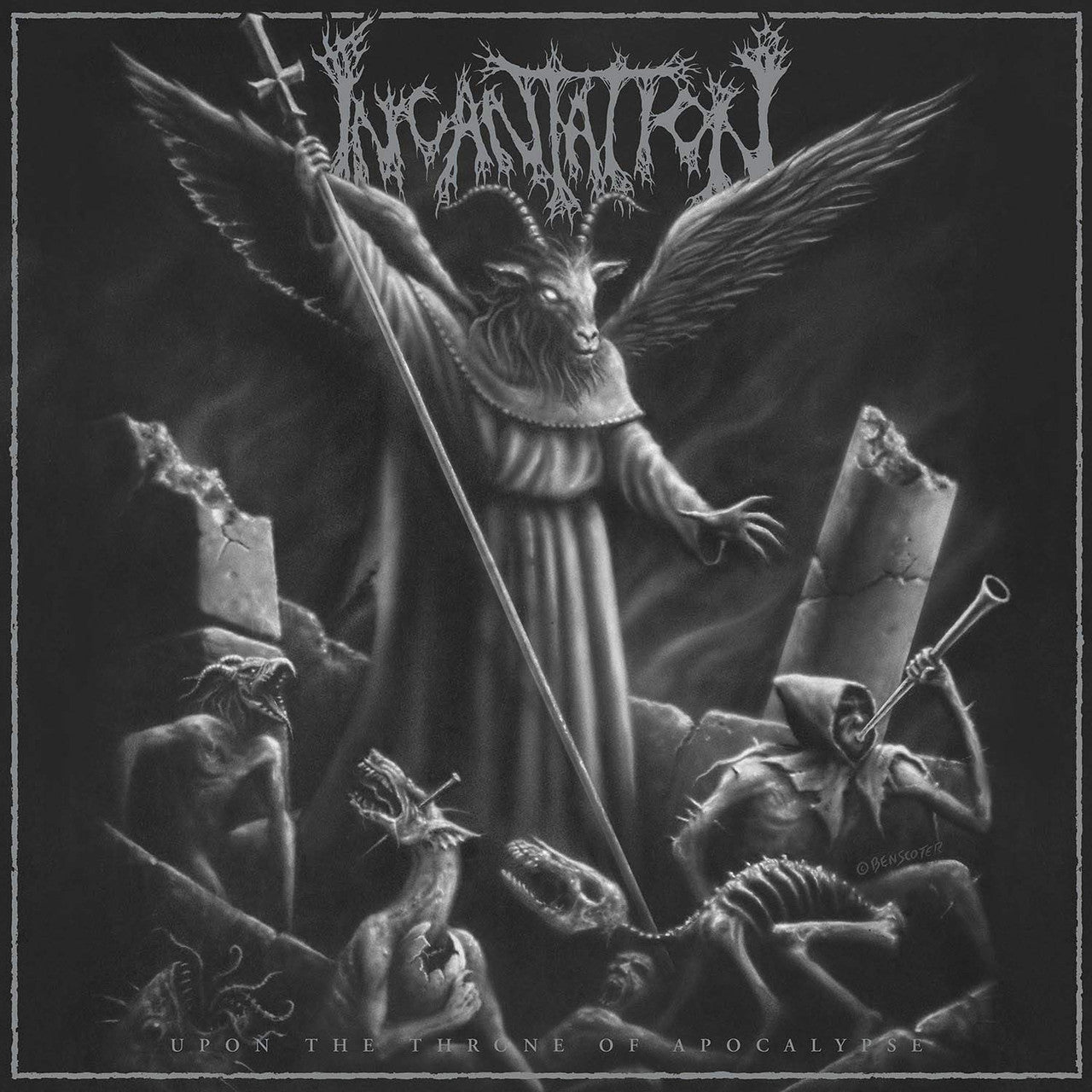 Incantation - Upon the Throne of Apocalypse (Reissue) [Black Ice with Silver and White Splatter]