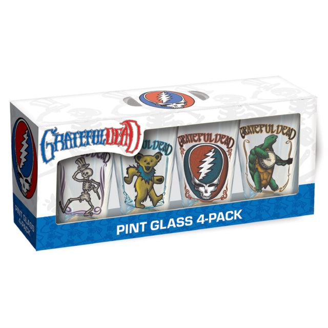 Grateful Dead - Grateful Dead Retro Pint Glasses 4 Pack 16 oz (Terrapin, Stealie, Bear, Skeleton)