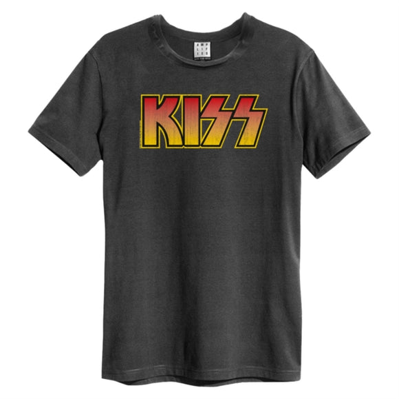 KISS - Classic Logo Distressed T-Shirt (Charcoal)