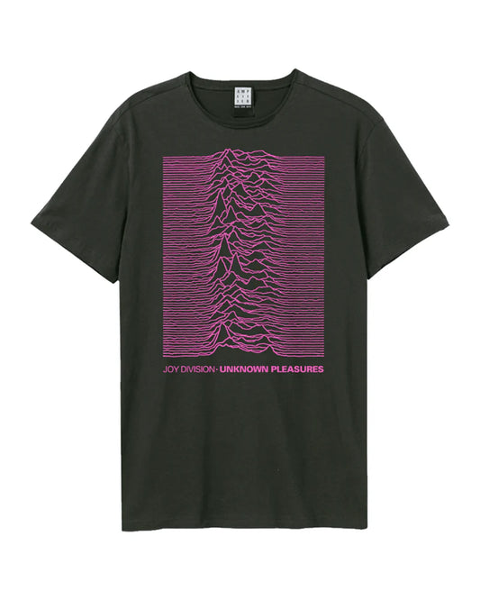 JOY DIVISION - Neon Pink Unknown Pleasures T-Shirt (Charcoal)