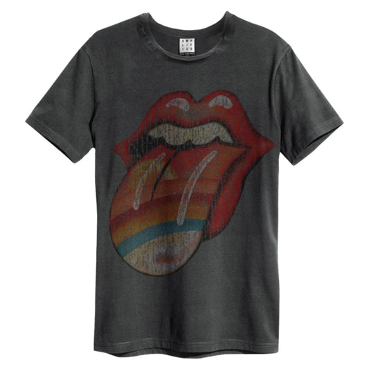 ROLLING STONES - Rainbow Tongue T-Shirt (Charcoal)