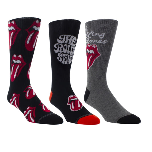 ROLLING STONES - Rolling Stones Assorted Crew Socks 3 Pack (One Size)
