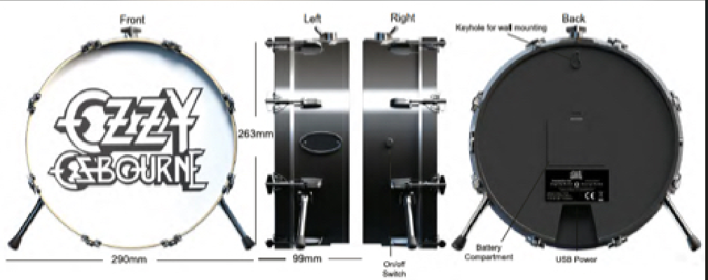 OZZY OSBORNE - Ozzy Osborne Logo 3D Drum Lamp / Wall Light