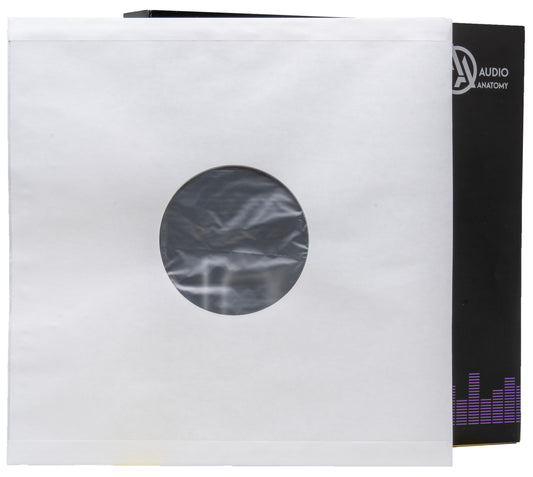 50 WHITE LP - 12 Inch Inner Sleeves Audiophile DeLuxe Poly-Lined double center hole