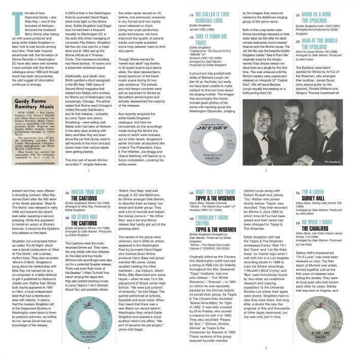 VARIOUS ARTISTS - SHRINE RECORDS RARE SOUL SIDES ~ WASHINGTON DC 1965-1967: 7" SINGLES BOX