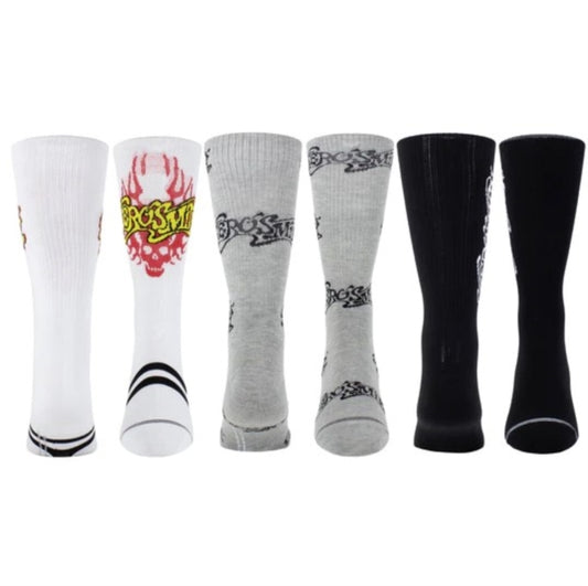 AEROSMITH - Aerosmith Assorted Crew Socks 3 Pack (One Size)