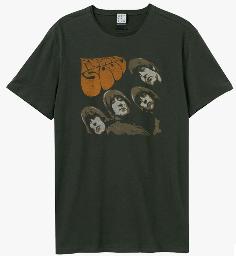 BEATLES - RUBBER SOUL AMPLIFIED VINTAGE CHARCOAL T-SHIRT (LARGE)