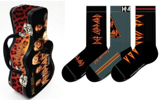 Def Leppard Socks 3 Pack In Guitar Tin (One Size)