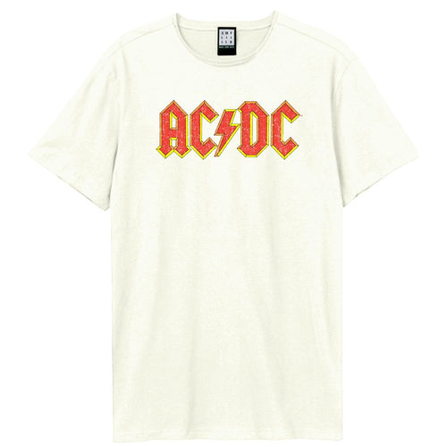 AC/DC - AC/DC LOGO AMPLIFIED VINTAGE WHITE T SHIRT (LARGE)