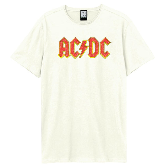 AC/DC - AC/DC LOGO AMPLIFIED VINTAGE WHITE T SHIRT (X LARGE)