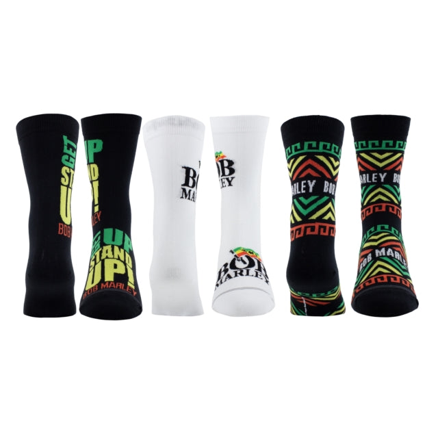 BOB MARLEY - Bob Marley Assorted Women'S Crew Socks 3 Pack (One Size)