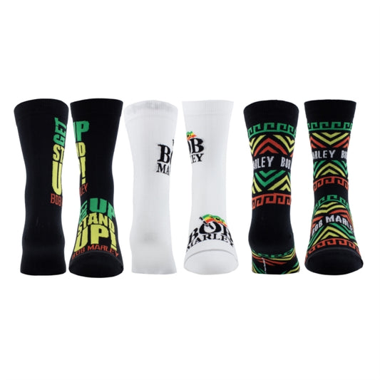 BOB MARLEY - Bob Marley Assorted Women'S Crew Socks 3 Pack (One Size)