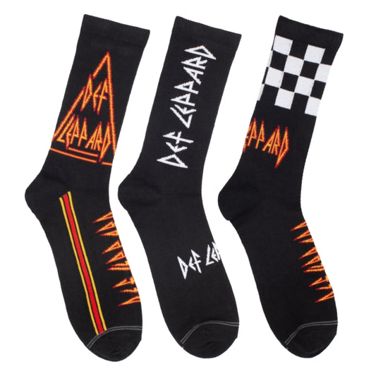 DEF LEPPARD - Def Leppard Assorted Crew Socks 3 Pack (One Size)